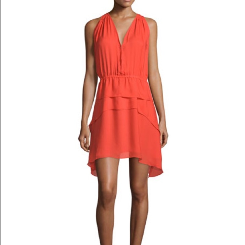 Derek Lam 10 Crosby Orange-Red Tiered Silk Dress